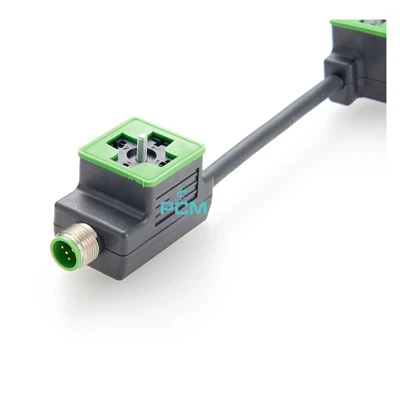Dobbelt magnetventilstik DIN 43650 Form A til M8 M12 -kabel